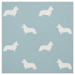 Tissu Cardigan Welsh Corgi Silhouettes Motif Bleu