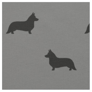 Tissu Cardigan Welsh Corgi Silhouettes Motif Gris