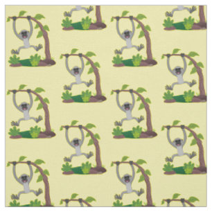 Tissu Caricature de bande de gibbon joyeux