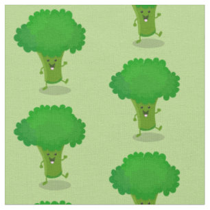 Tissu Caricature de brocoli dansant Cute kawaii