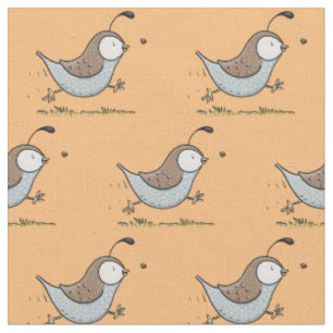 Tissu Caricature de caille californienne joli