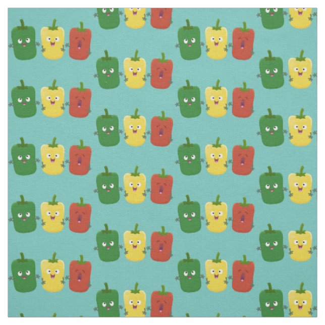 Tissu Caricature de chant trio capsicum poivre clair (Échantillon)