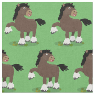 Tissu Caricature de cheval de trait de Cute Clydesdale