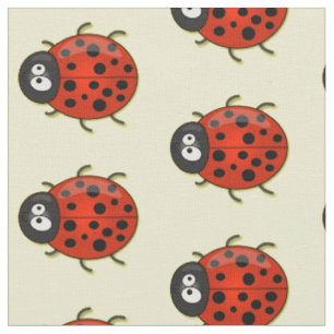 Tissu Caricature de coccinelle rouge joyeux
