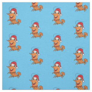 Tissu Caricature de crevettes de Noël joyeux