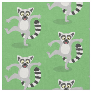 Tissu Caricature de danse lémurienne en anneau mignon