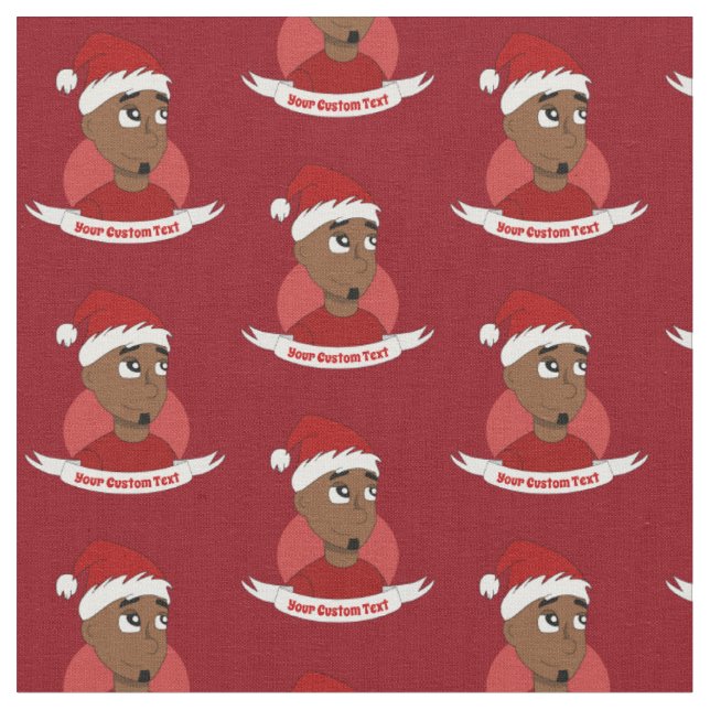 Tissu Caricature de Noël de l'homme souriant (Fermer)