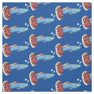Tissu Caricature de poisson tropical guppy très chic