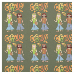 Tissu Caricature des années 70 illustrée Super