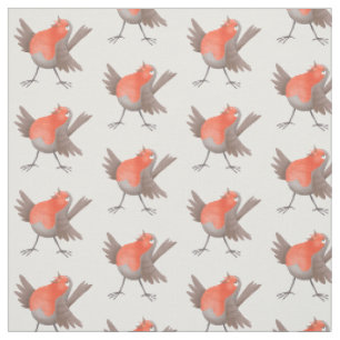 Tissu Caricature d'oiseau rouge chantant mignon