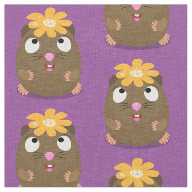 Tissu Caricature joyeuse de cobaye mignonne (Fermer)