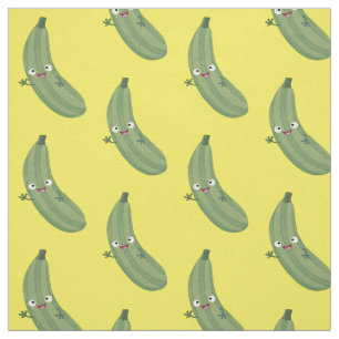 Tissu Caricature joyeux de courgettes mignonnes