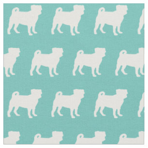Tissu Carlin Chien Silhouette Animal de compagnie Turquo