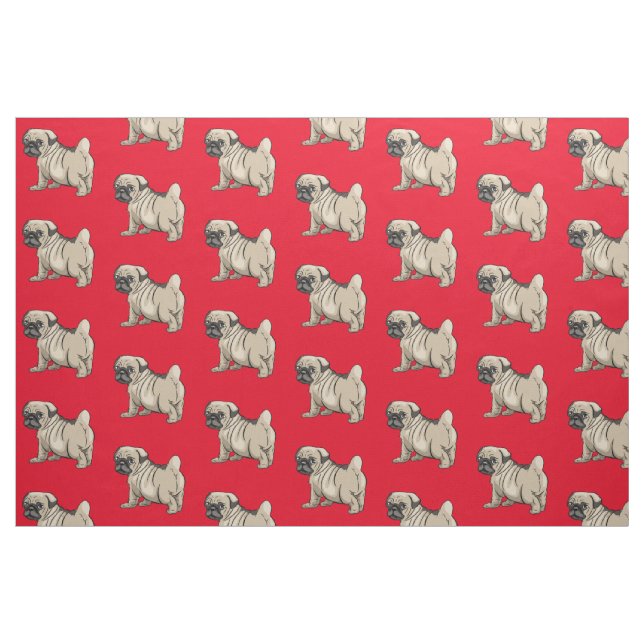 Tissu Carlin sur Arrière - plan rouge vif (Fat Quarter)