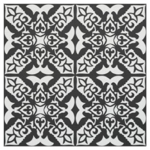 Tissu Carrelage marocain - blanc avec arrière - plan noi