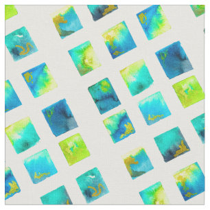 Tissu carrés bleus et verts à l'aquarelle