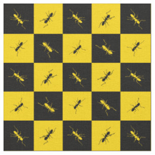 Tissu carrés noirs et jaunes de damier