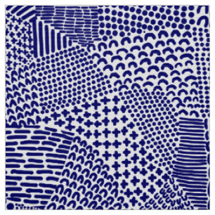 Tissu Carte Abstraite - Deep Navy Blue sur blanc