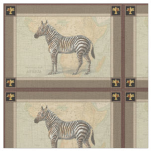Tissu Carte de l'Afrique et un zèbre