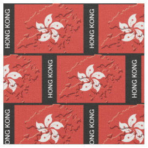 Tissu Carte du drapeau de HONG KONG avec texte PERSONNAL