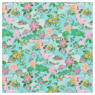 Tissu Carte Floride Preppy Palm Beach Motif Imprimer