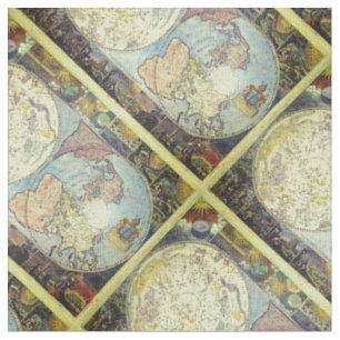 Tissu Carte vintage Vieux Monde Motif carrelé