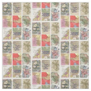 Tissu cartes du monde antique citations de voyage Collag
