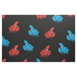 Tissu Cartographie Crabe Poisson Motif d'impression