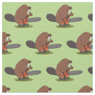 Tissu Castor drôle avec humour de dessin animé de tronço