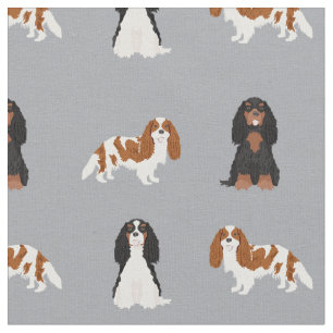 Tissu cavalier kc spaniel dogs gris