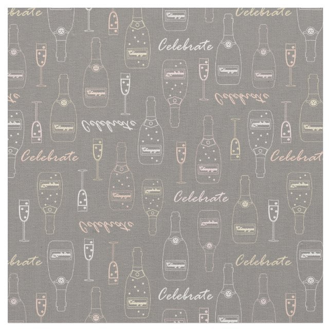 Tissu Célébrations de Champagne sur Grey (Fermer)