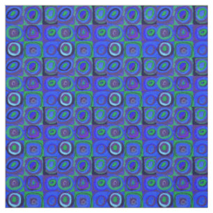 Tissu Cercle Carré Kandinsky Farbstudie Blue Quadrate
