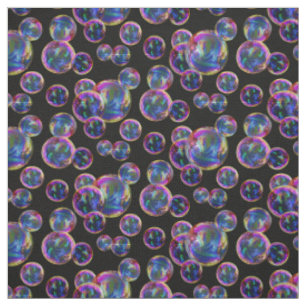 Tissu Cercle, coloré, bulles arc-en-ciel, points en noi