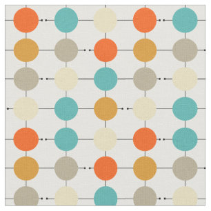 Tissu Cercles de crème Tan orange rétro MCM