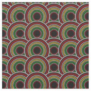 Tissu Cercles d'impression africains Motif en rouge or v