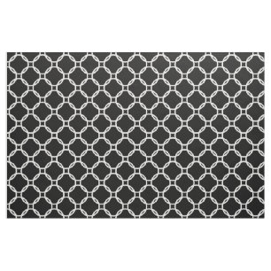 Tissu Cercles modernes rétro-chic blanc Motif sur noir