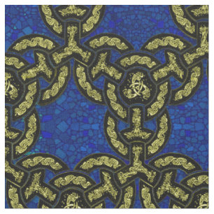 Tissu Chaîne celtique de dragon dans bleu-foncé