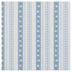 Tissu Chambray Bleu Fleur Vigne à Motif Coquille