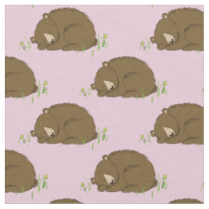 Tissu Chambre de bébé ours aquarelle faune animale en bo