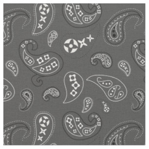 Tissu Charbon gris Paisley Western Bandana Imprimer