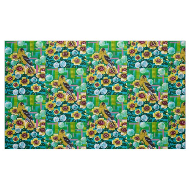 Tissu Chardonneret dans des bulles de jardin (Fat Quarter)