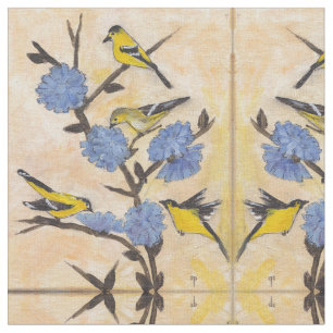 Tissu Chardonnerets et chicorée