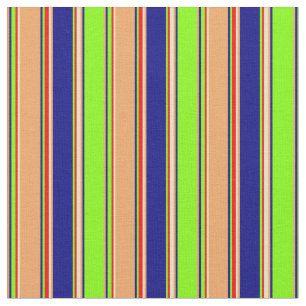 Tissu Chartreuse, Bleu, Brown, Roue d'or & Lignes rouges
