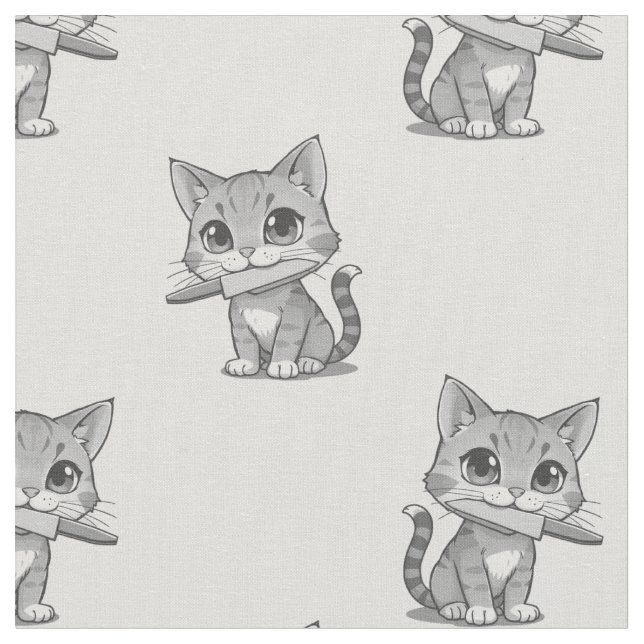 Tissu chat avec couteau (Fermer)