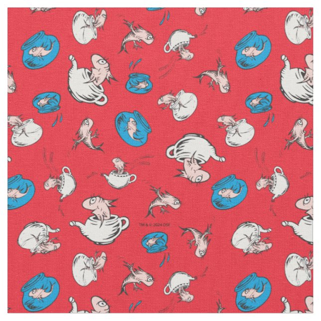 Tissu Chat dans le Chapeau | Le motif de poisson rouge (Fermer)