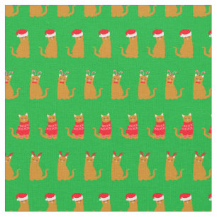 Tissu Chat de Gingembre de Noël Chat de Père Noël Motif 