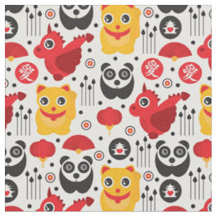 Tissu Chat, dragon, et panda chanceux de la Chine