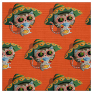 Tissu Chat mexicain avec le sombrero