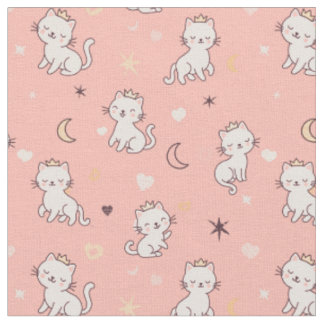 Tissu Chat Princesse Mignonne