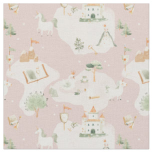 Tissu château fantaisiste licorne princesse